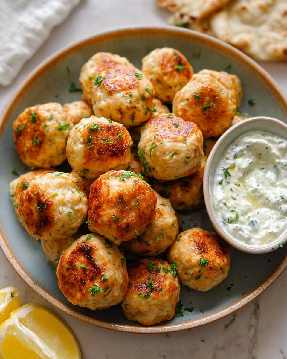 Chicken Feta Meatballs with Tzatziki Dip 105 Chicken Feta Meatballs with Tzatziki Dip