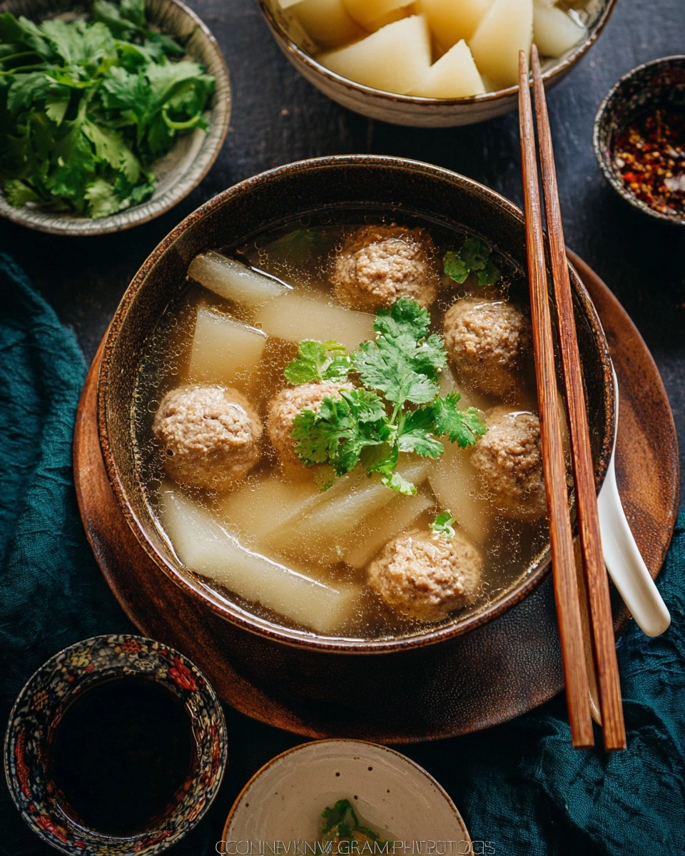 Chinese Winter Melon Soup with Meatballs