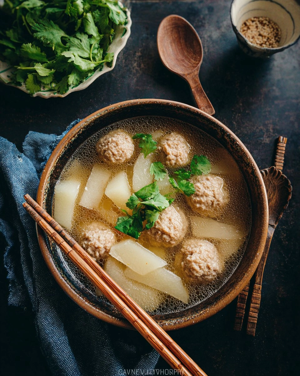 Chinese Winter Melon Soup with Meatballs