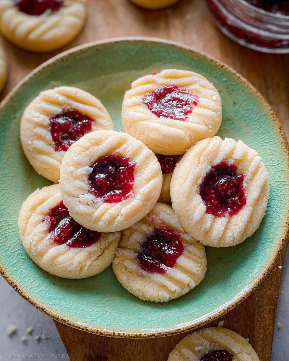Raspberry Almond Thumbprint Cookies