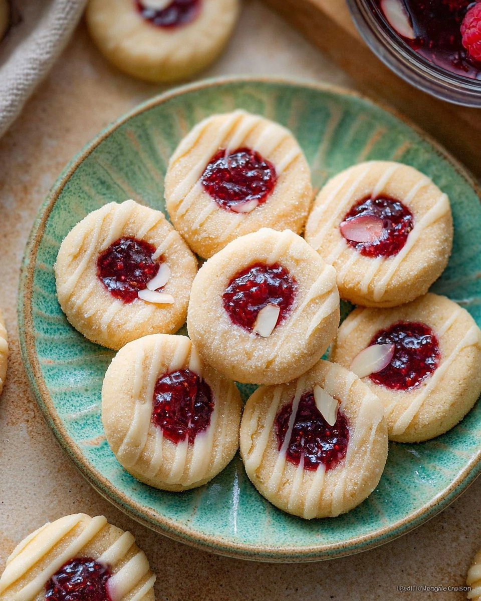 Raspberry Almond Thumbprint Cookies