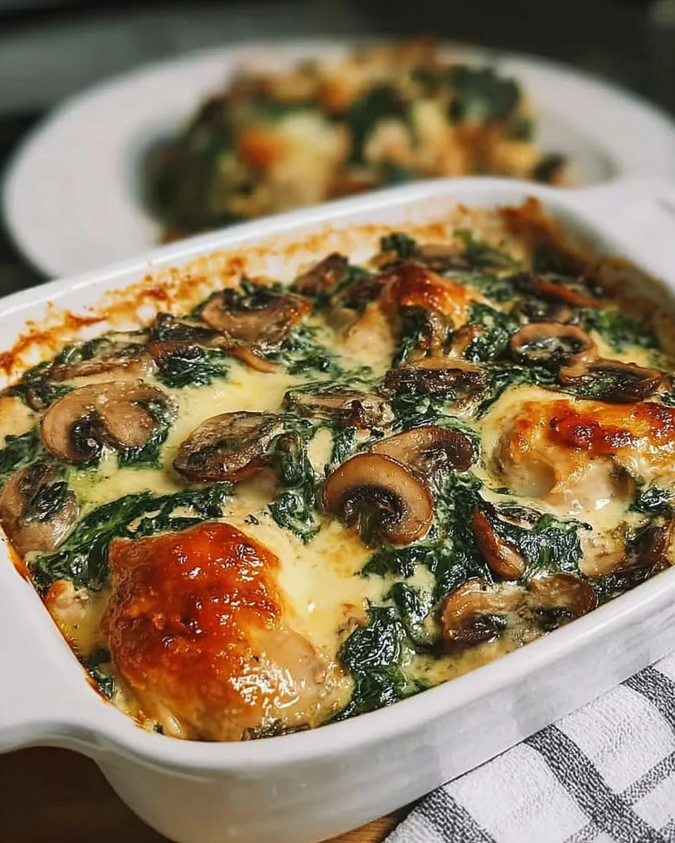 Chicken Spinach Mushroom Low Carb Oven Dish