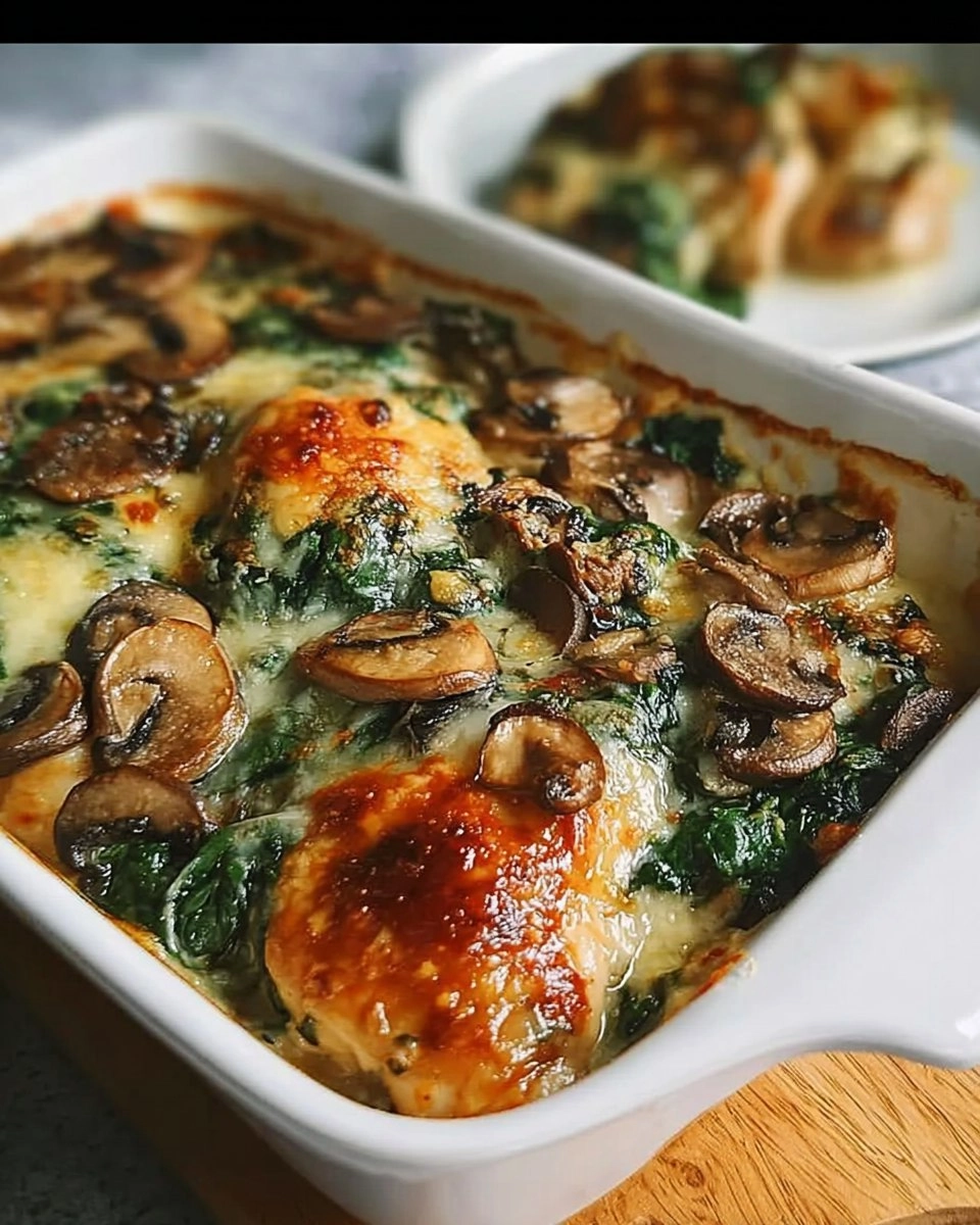 Chicken Spinach Mushroom Low Carb Oven Dish