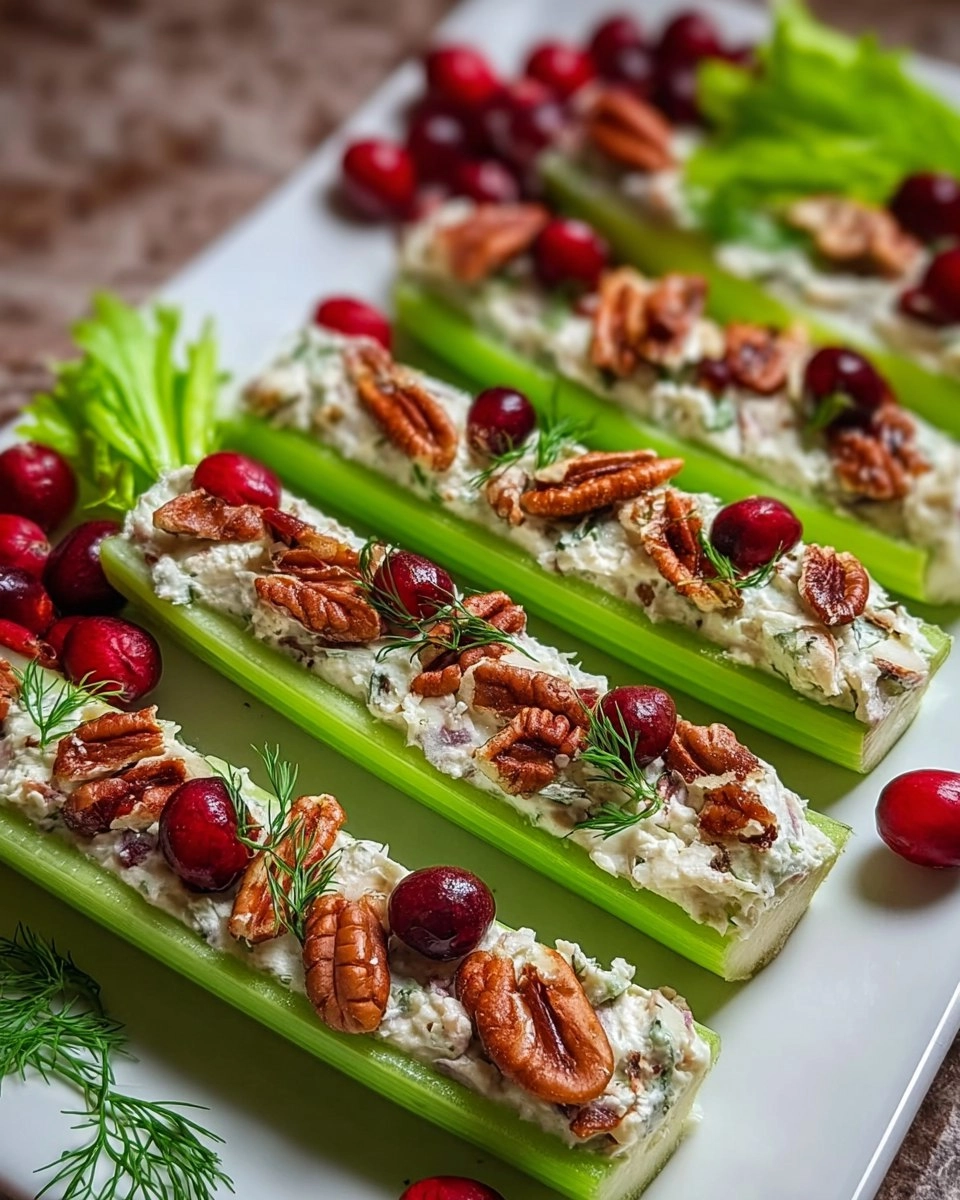Cranberry Pecan Holiday Celery Boats