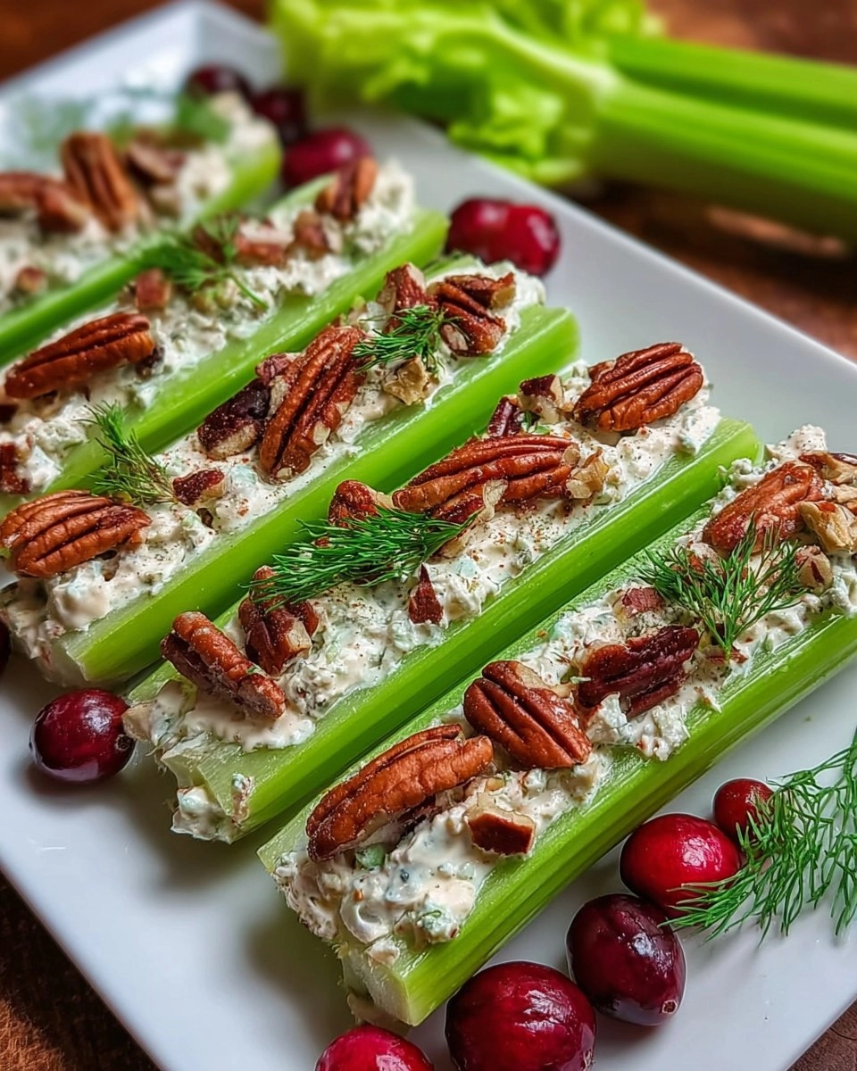 Cranberry Pecan Holiday Celery Boats