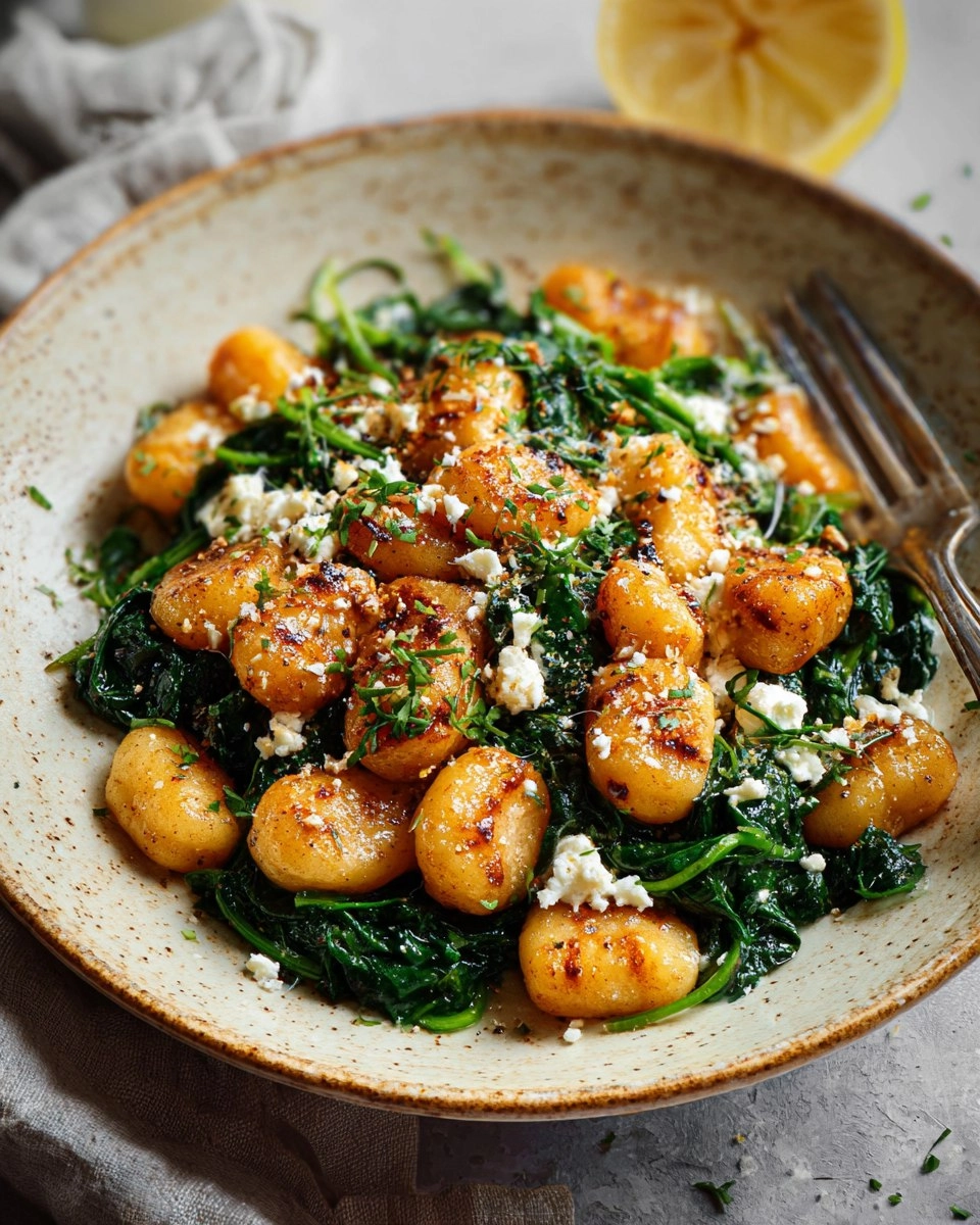 Easy Crispy Gnocchi With Spinach And Feta