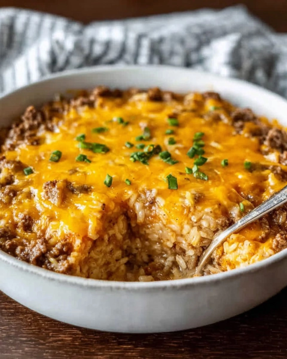 Healthy Cheesy Ground Beef Rice Casserole