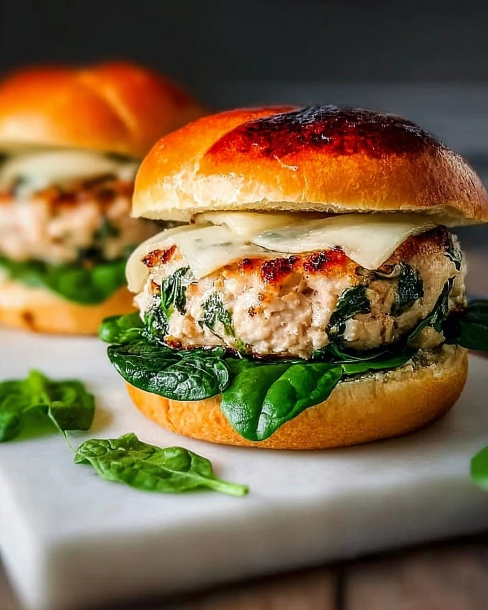 White Cheddar Spinach Chicken Burgers