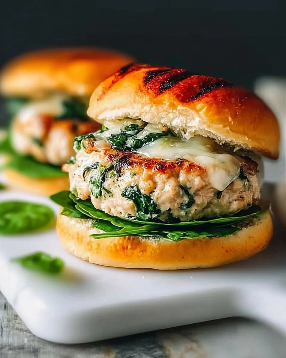 White Cheddar Spinach Chicken Burgers