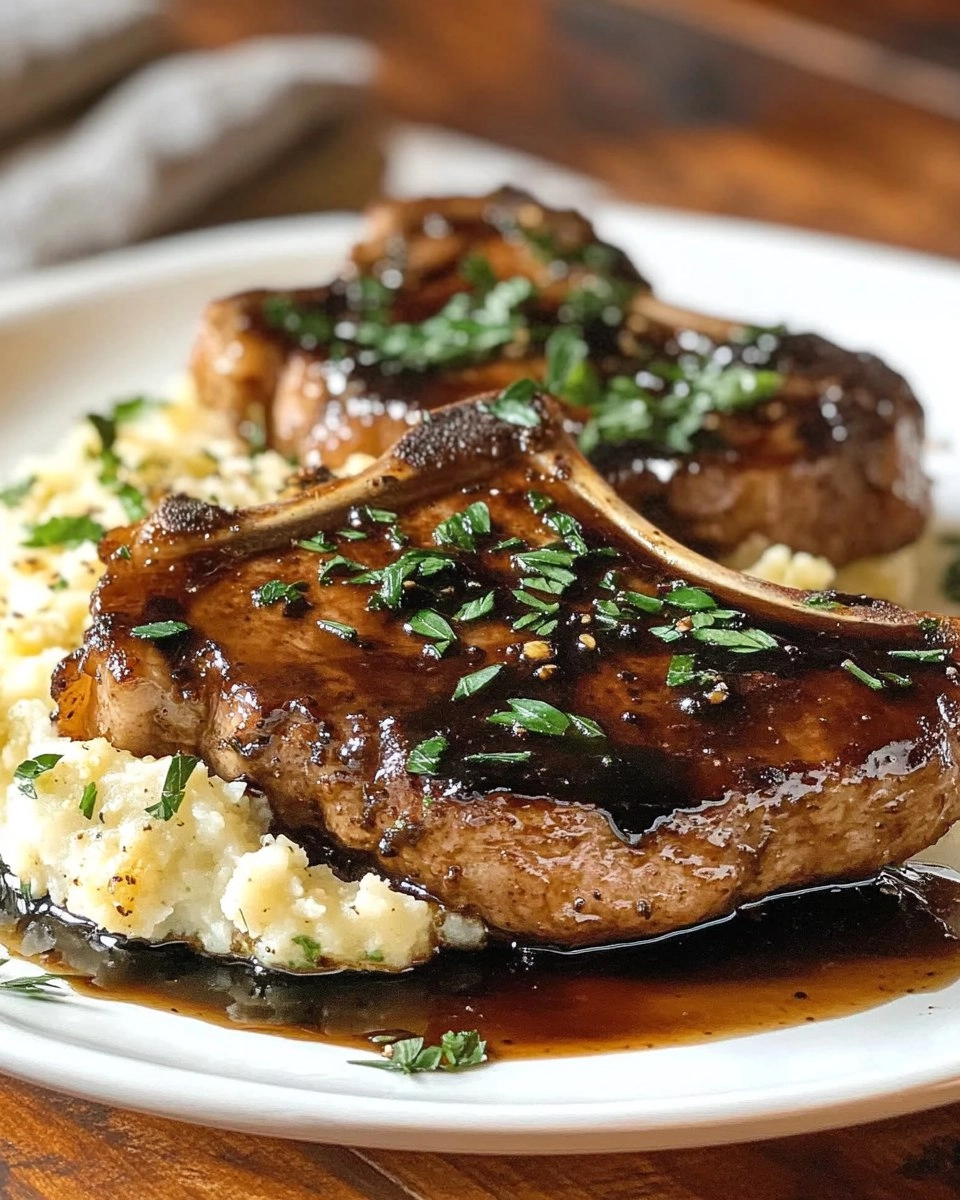 Balsamic Pork Chops with Cauli Mash