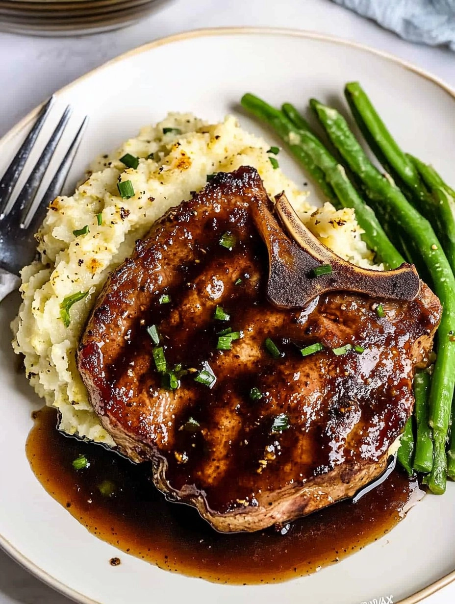 Balsamic Pork Chops with Cauli Mash