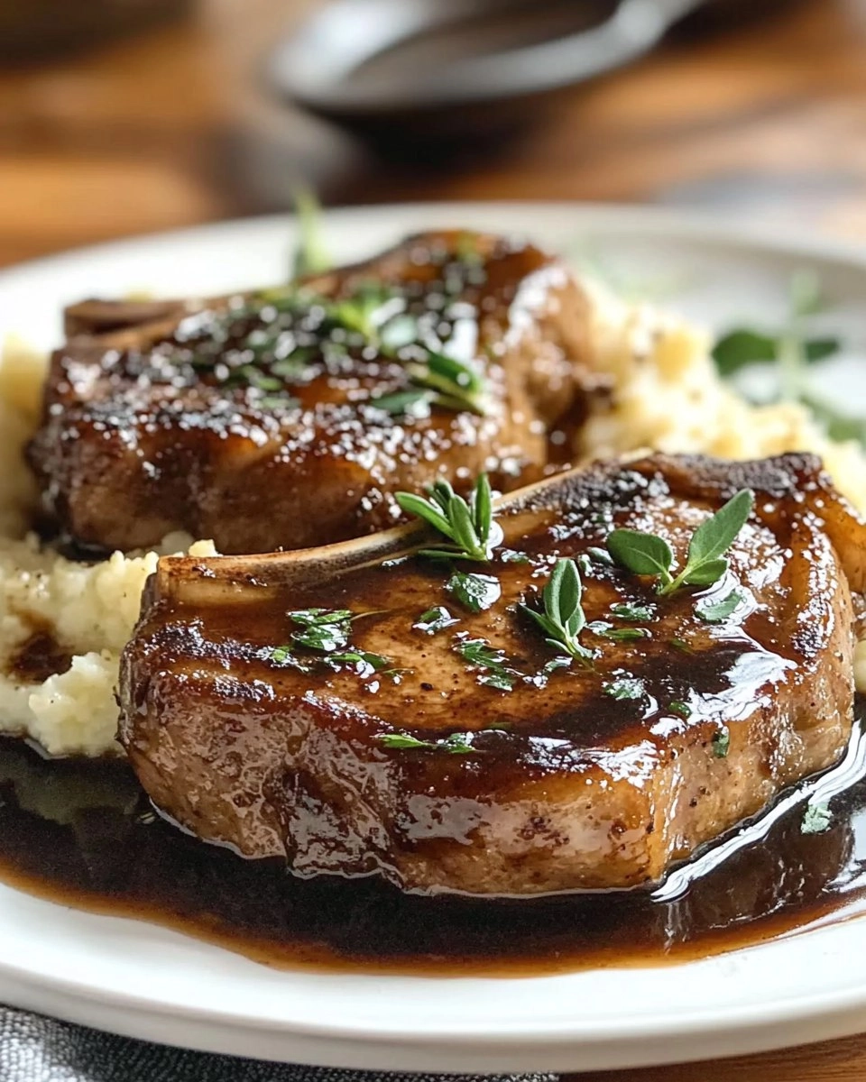 Balsamic Pork Chops with Cauli Mash