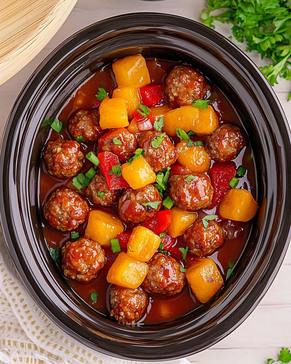 Healthy Crockpot Hawaiian Meatballs
