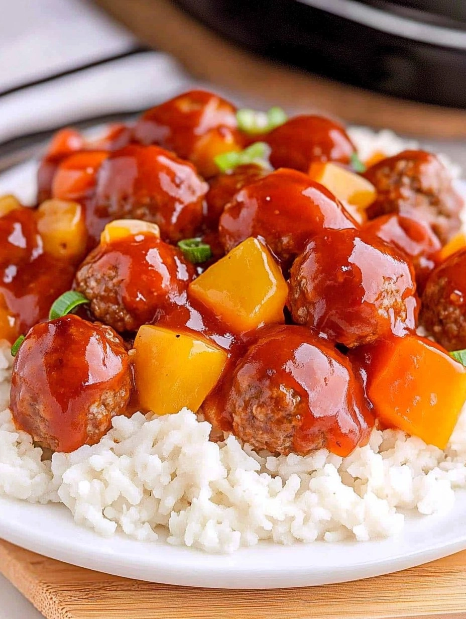 Healthy Crockpot Hawaiian Meatballs