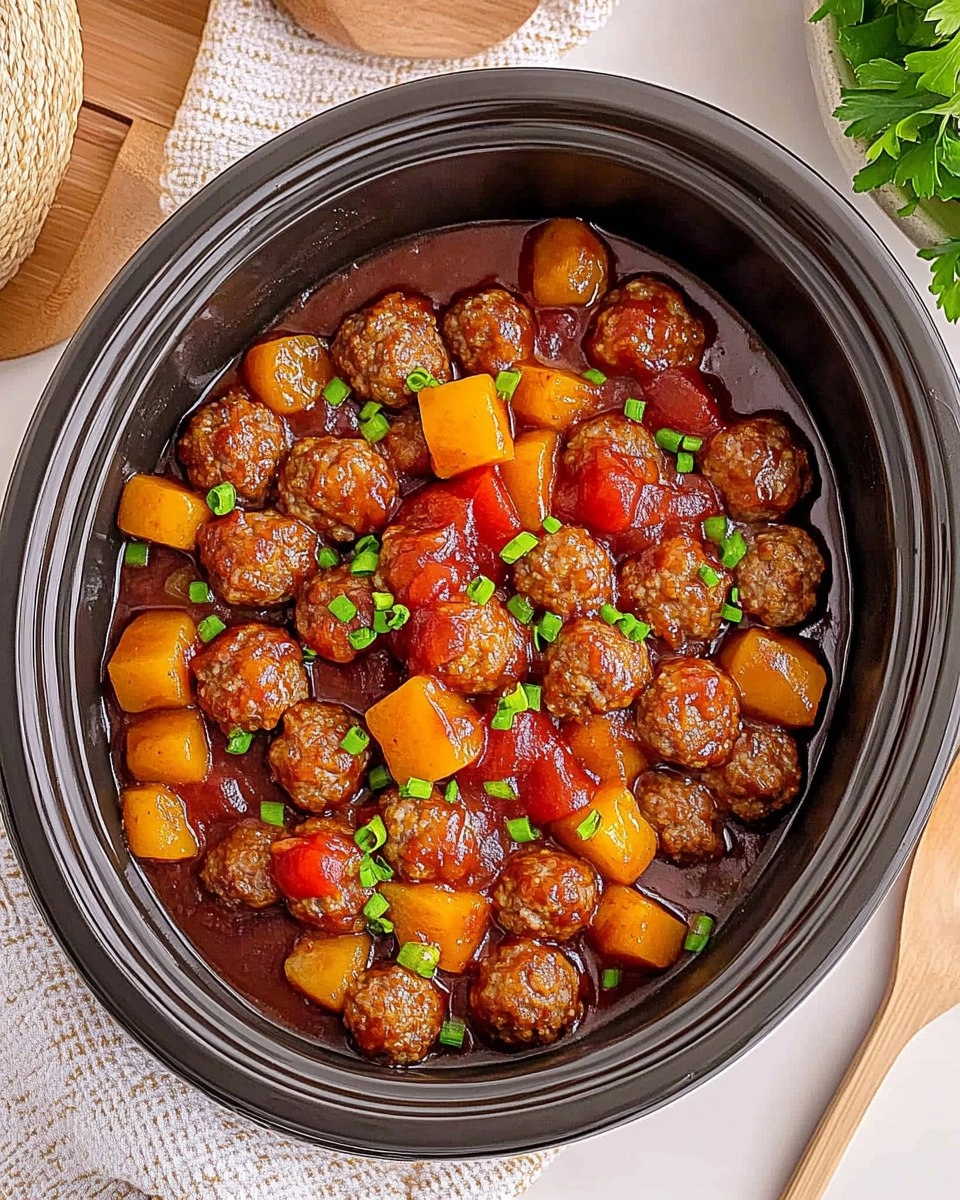 Healthy Crockpot Hawaiian Meatballs