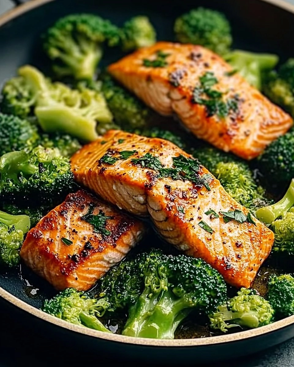 One-Skillet Garlicky Salmon & Broccoli