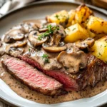 Pink-Roasted-Steak-with-Mushroom-Sauce-Recipe