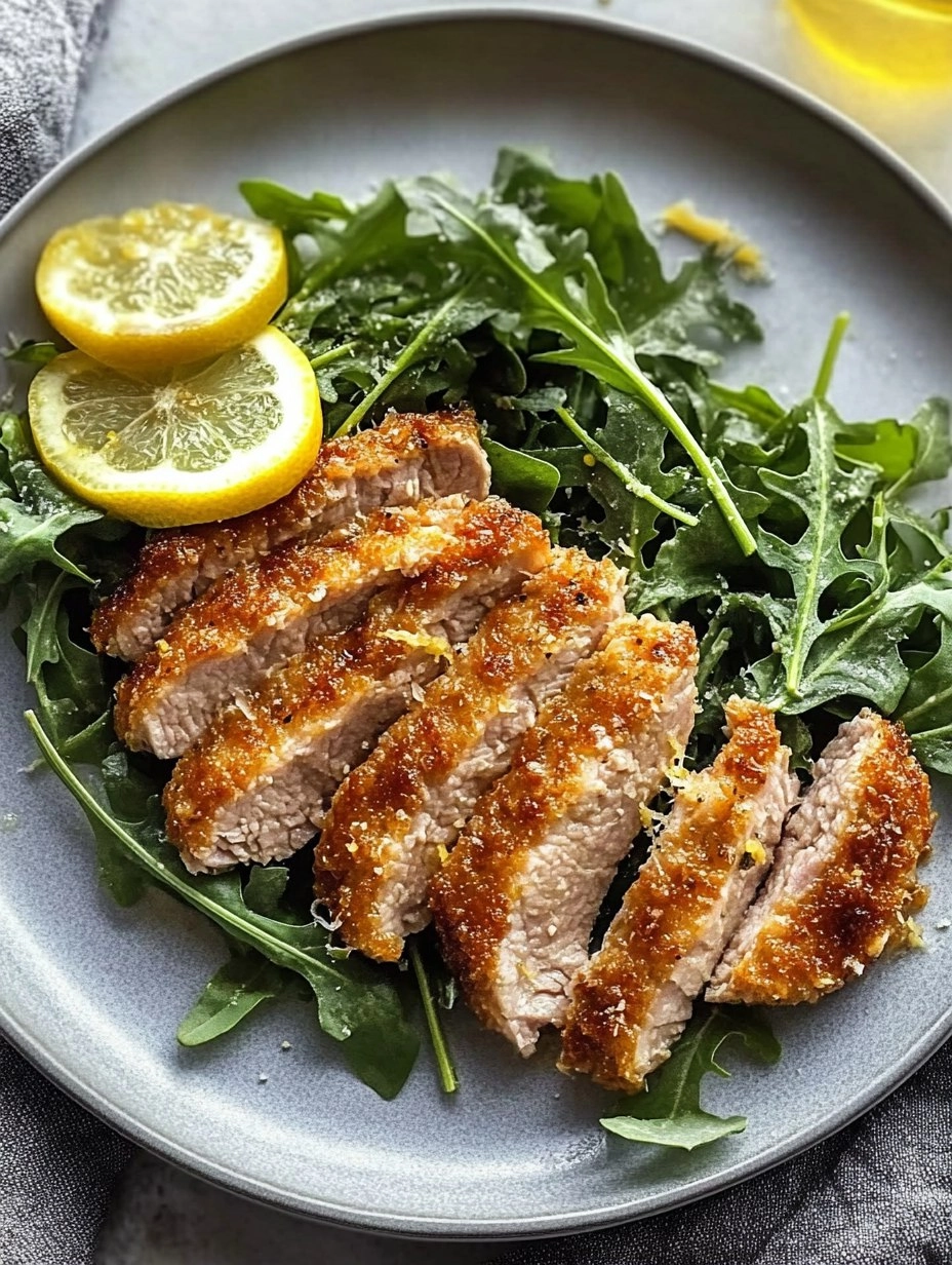 Pork Milanese with Lemon Parmesan Arugula