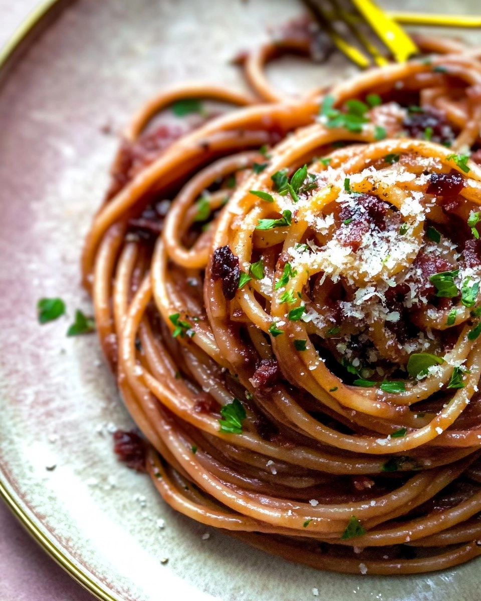 Red Wine Bucatini with Pancetta