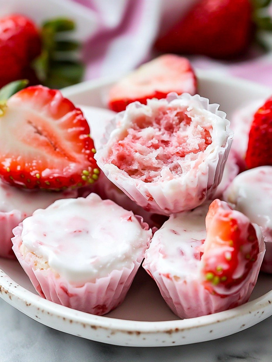 Valentine strawberry yogurt bites