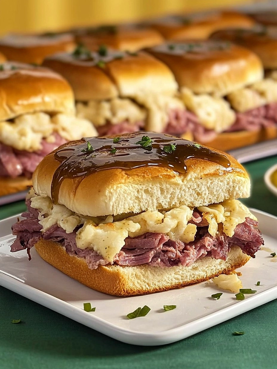 Baked Reuben Sliders with Thousand Island Glaze