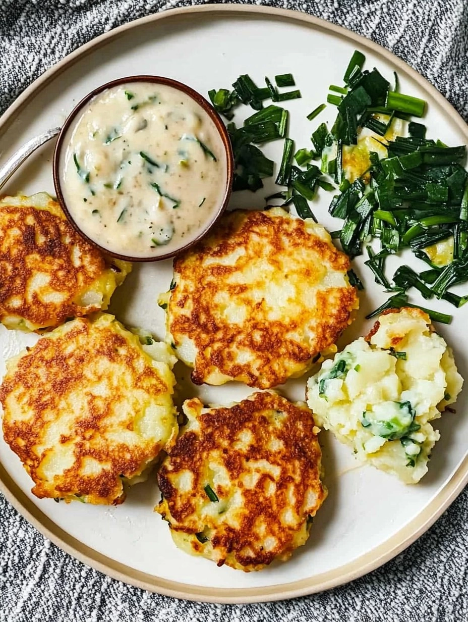 Cheesy Colcannon Potato Cakes with Scallions
