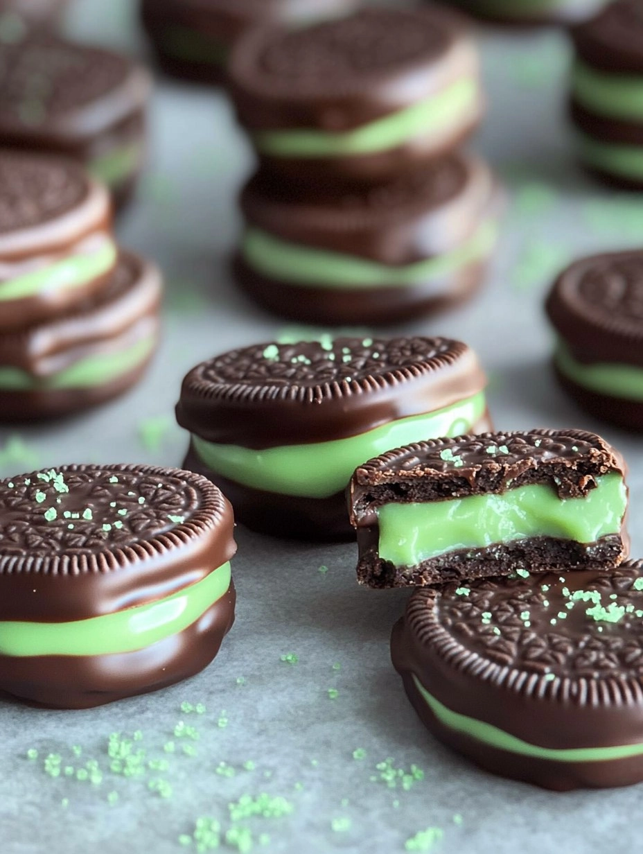 Chocolate Covered Mint Oreos