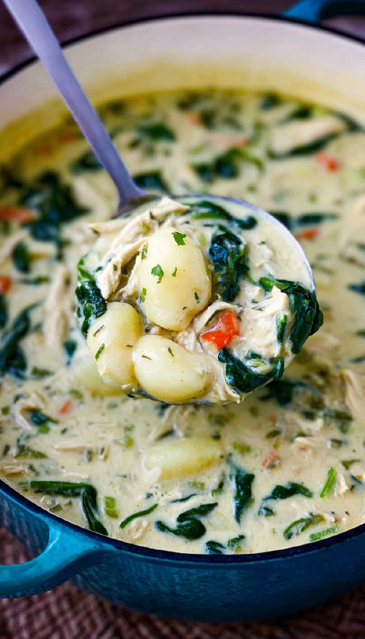Creamy Chicken & Gnocchi Soup with Spinach