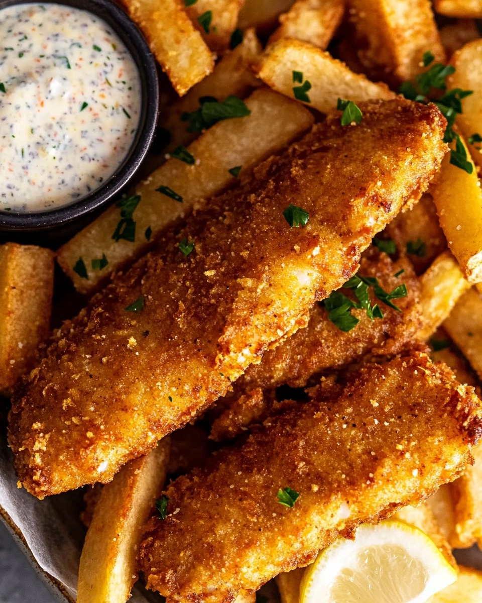 Crispy Baked Fish & Chips with Tartar Sauce