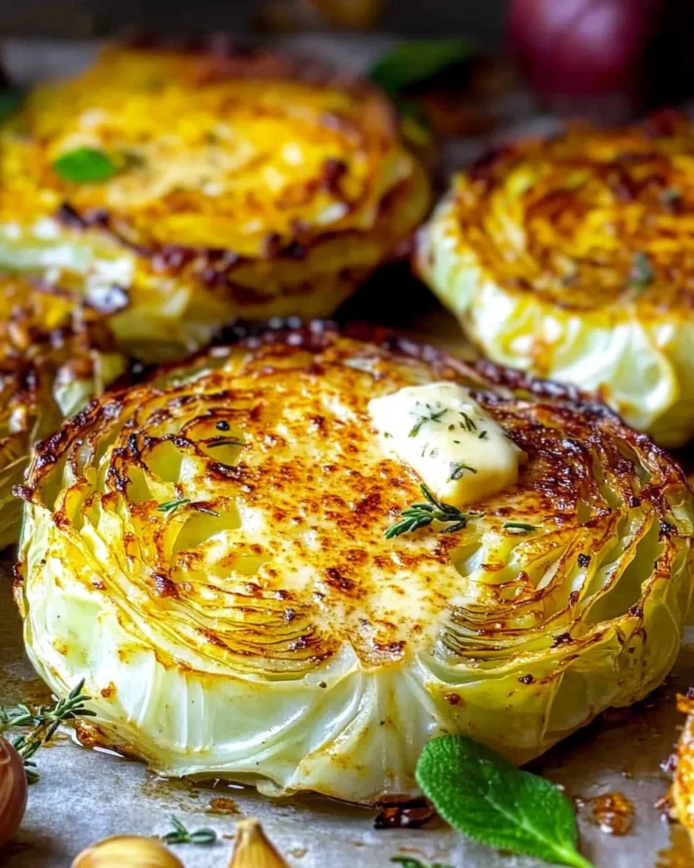 Crispy-Roasted-Parmesan-Cabbage-Steaks-with-Garlic-Herb-Butter-Recipe