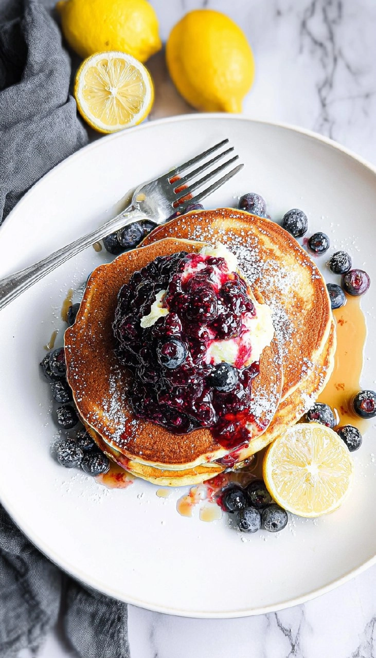 Lemon Ricotta Pancakes with Warm Berry Compote
