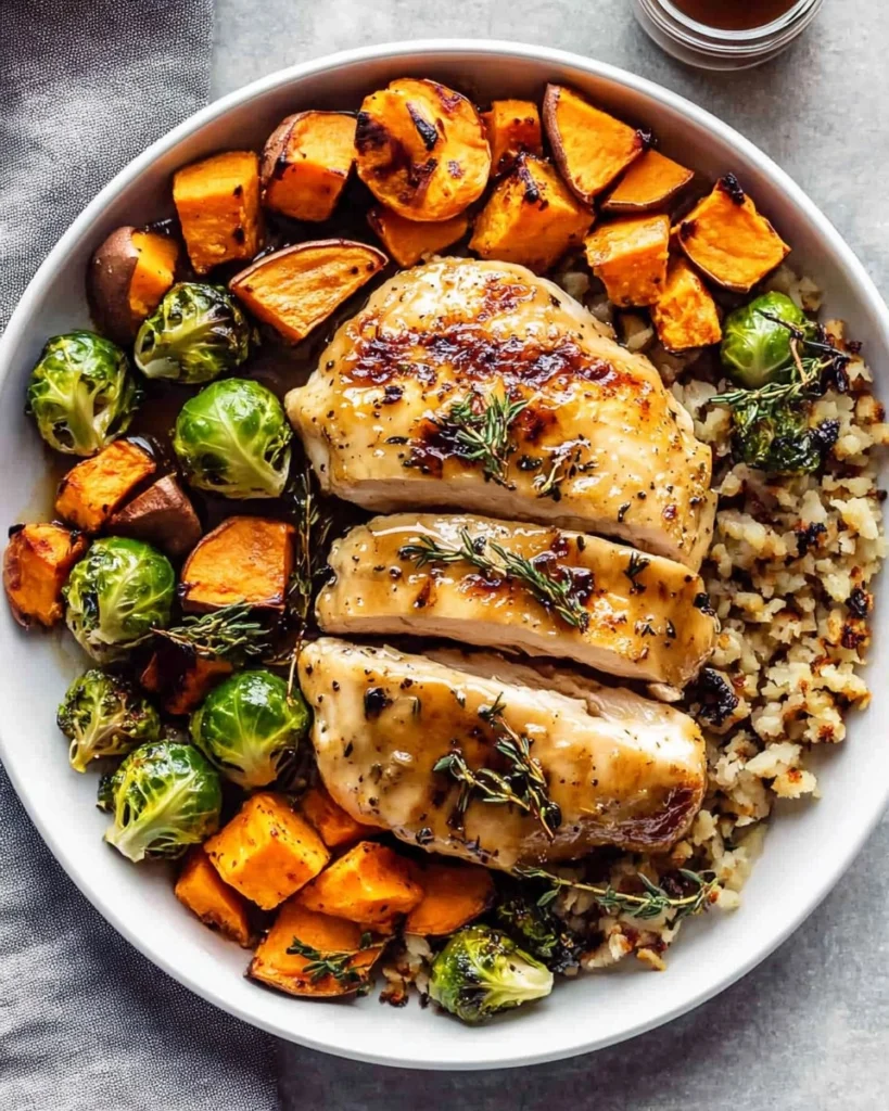 Sheet-Pan-Maple-Dijon-Chicken-with-Brussels-Sprouts-Sweet-Potatoes-Recipe