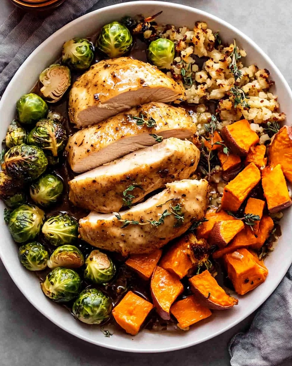 Sheet-Pan Maple Dijon Chicken with Brussels Sprouts & Sweet Potatoes