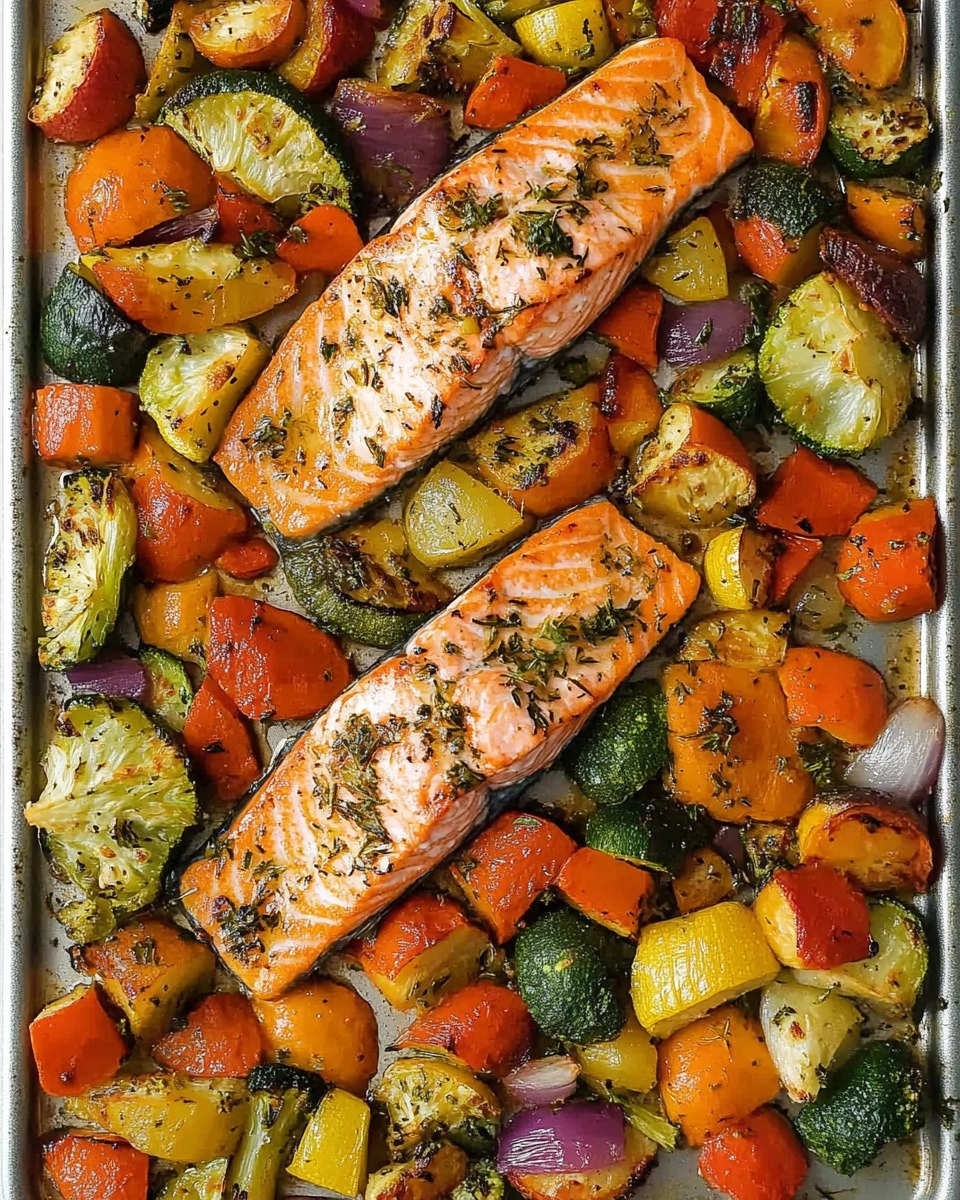 Sheet Pan Salmon Baked Salmon With Roasted Vegetables Recipe