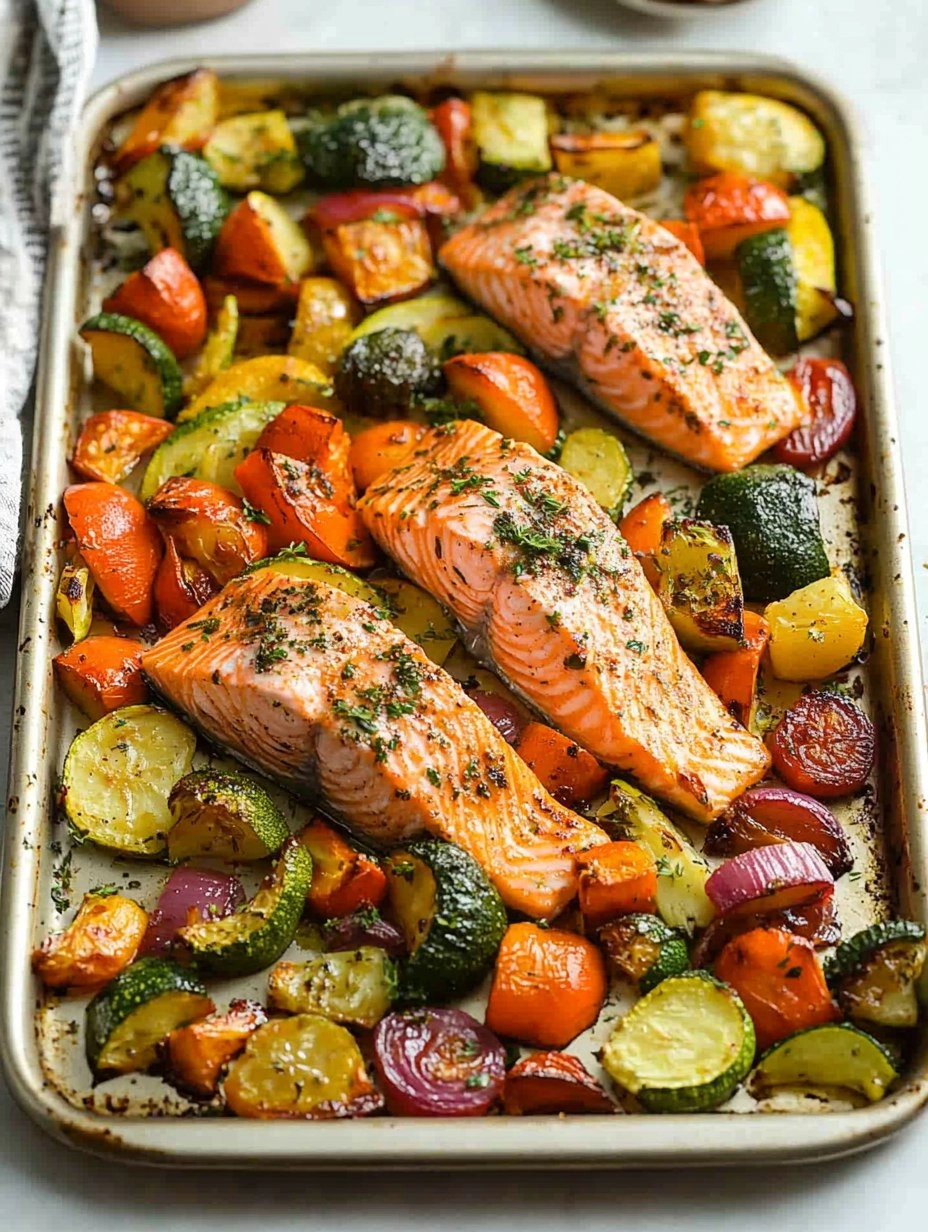Sheet Pan Salmon | Baked Salmon with Roasted Vegetables
