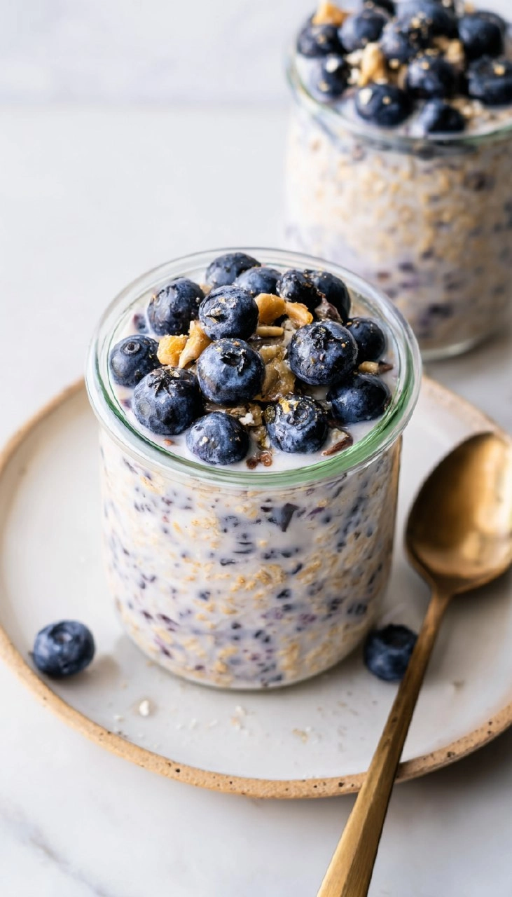 Blueberry Overnight Oats (5-Ingredient, Meal-Prep)