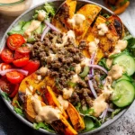 Burger Bowls with Chipotle Ranch Sweet Potato Fries 116 Burger-Bowls-with-Chipotle-Ranch-Sweet-Potato-Fries-Recipe