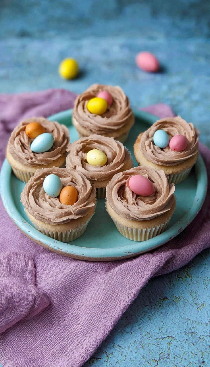 Easter Nest Cupcakes | Vanilla Sponge with Chocolate Buttercream & Mini Eggs
