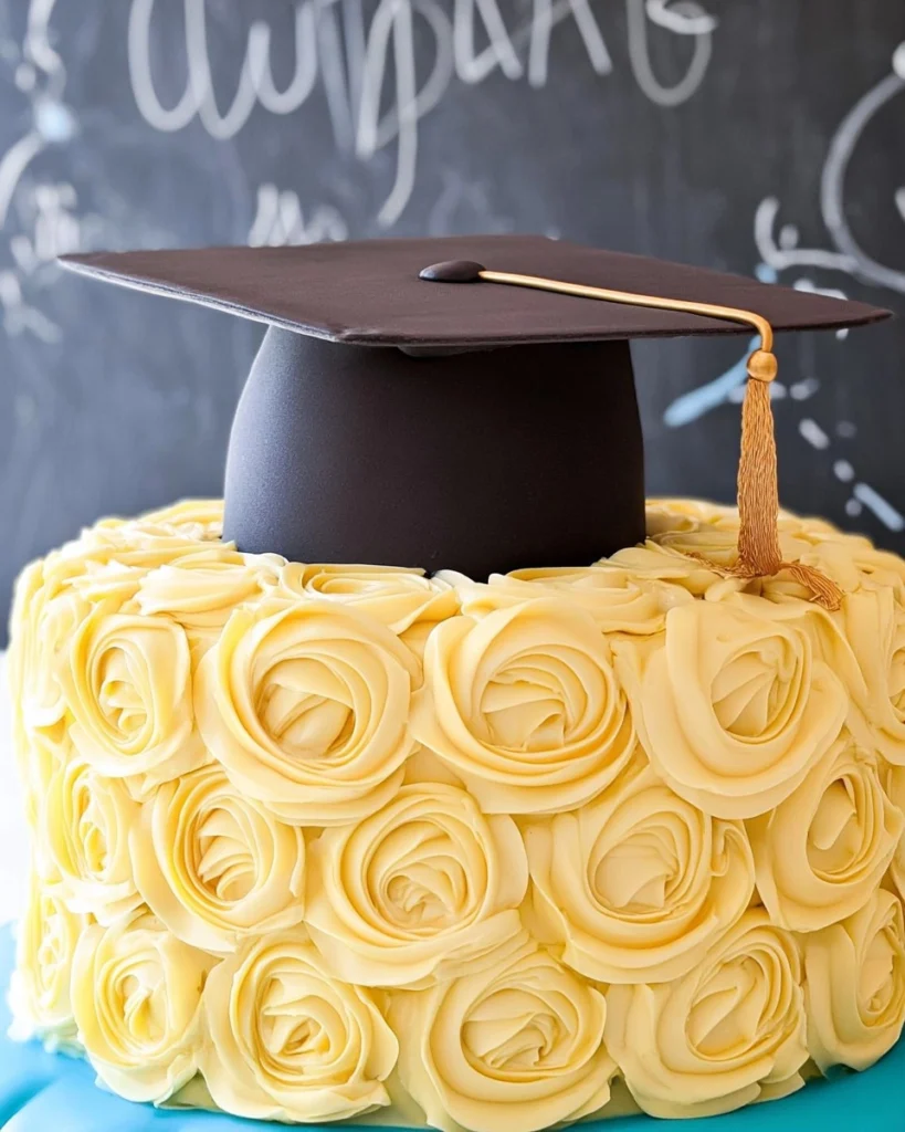 Elegant-Graduation-Cake-with-Fondant-Cap-Topper-Recipe
