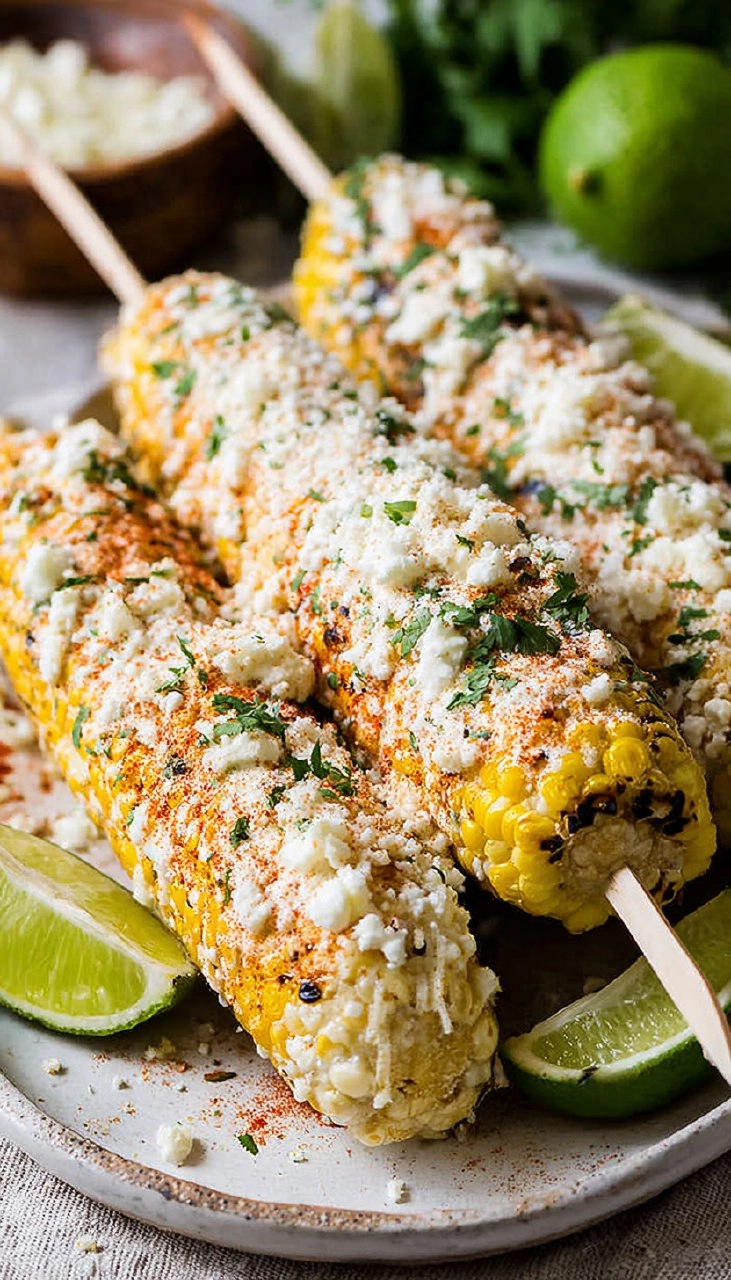 Elote | Grilled Mexican Street Corn with Cotija Cheese & Chili Lime
