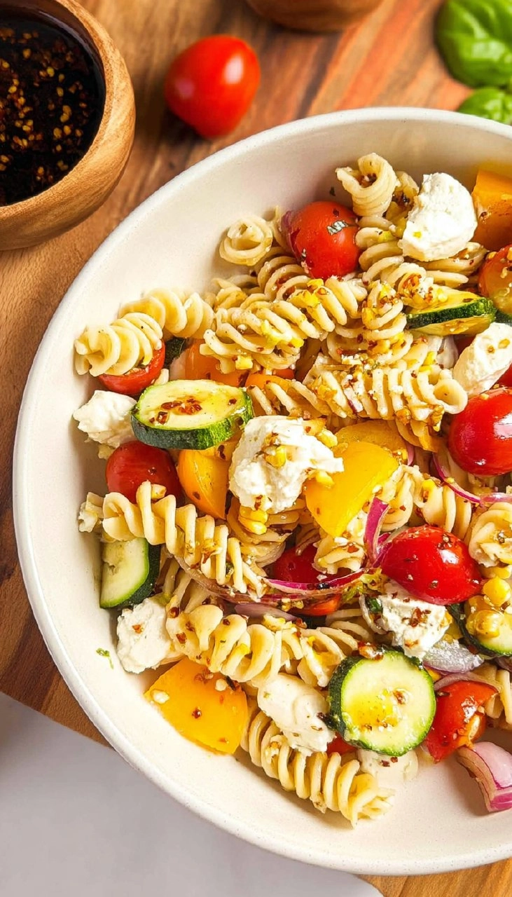 Summer Pasta Salad with White Balsamic Vinaigrette 105 Summer Pasta Salad with White Balsamic Vinaigrette