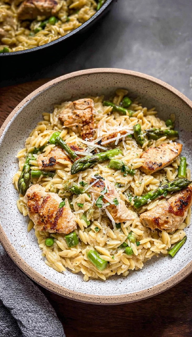 Asparagus Orzo with Chicken