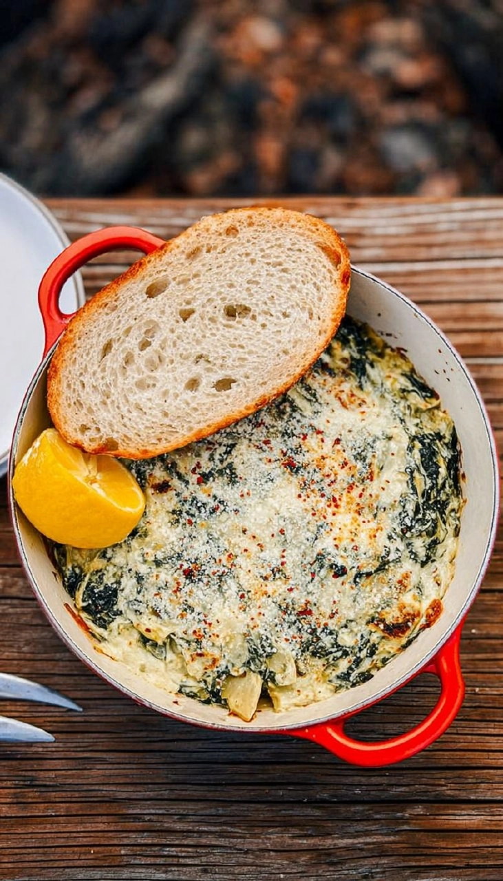 Campfire Spinach Artichoke Dip