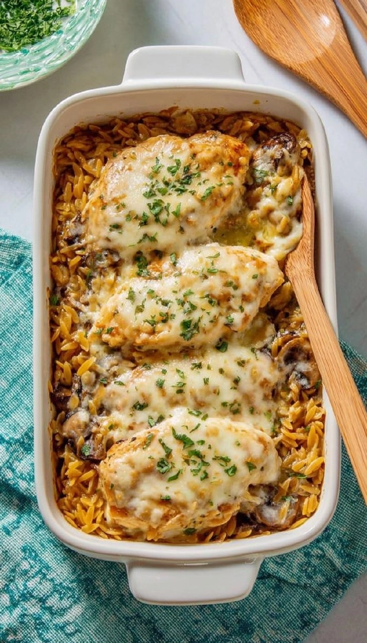 Creamy Chicken Orzo Bake