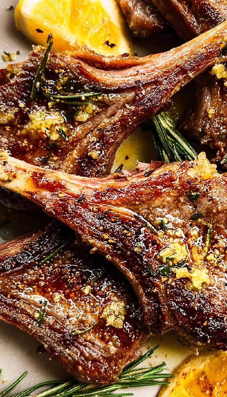 Garlic Rosemary Lamb Chops with Lemon Butter