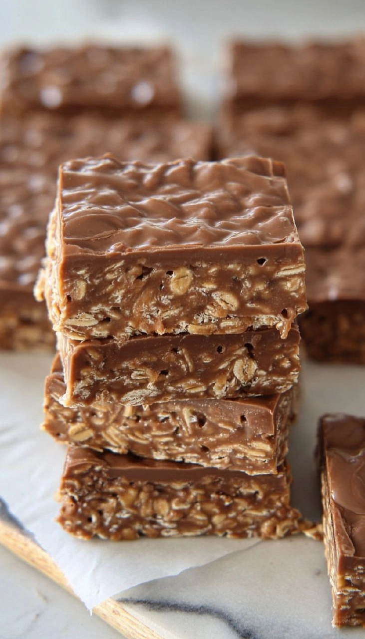 No Bake Chocolate Peanut Butter Oat Bars