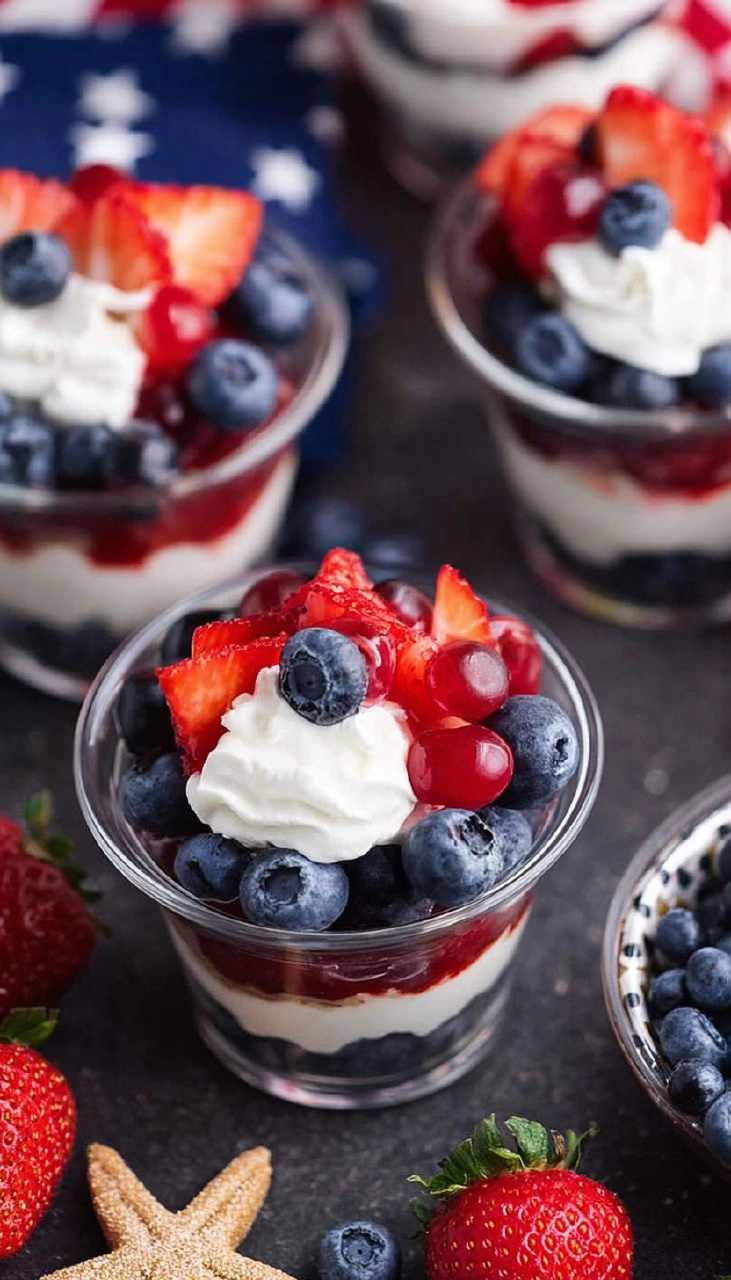 Red, White and Blue Fruit Cups