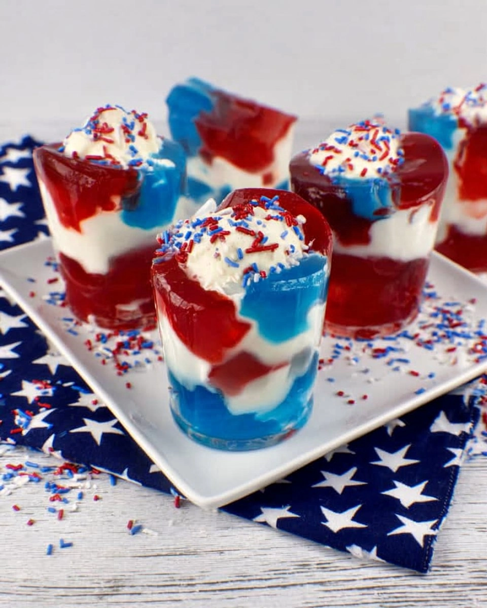 Red, White, and Blue Jello with Cream
