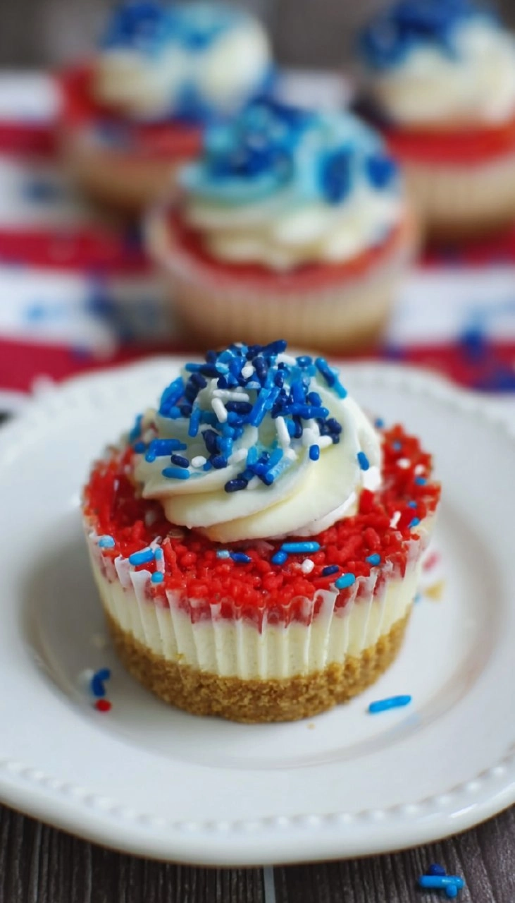 Red, White and Blue Mini Cheesecakes