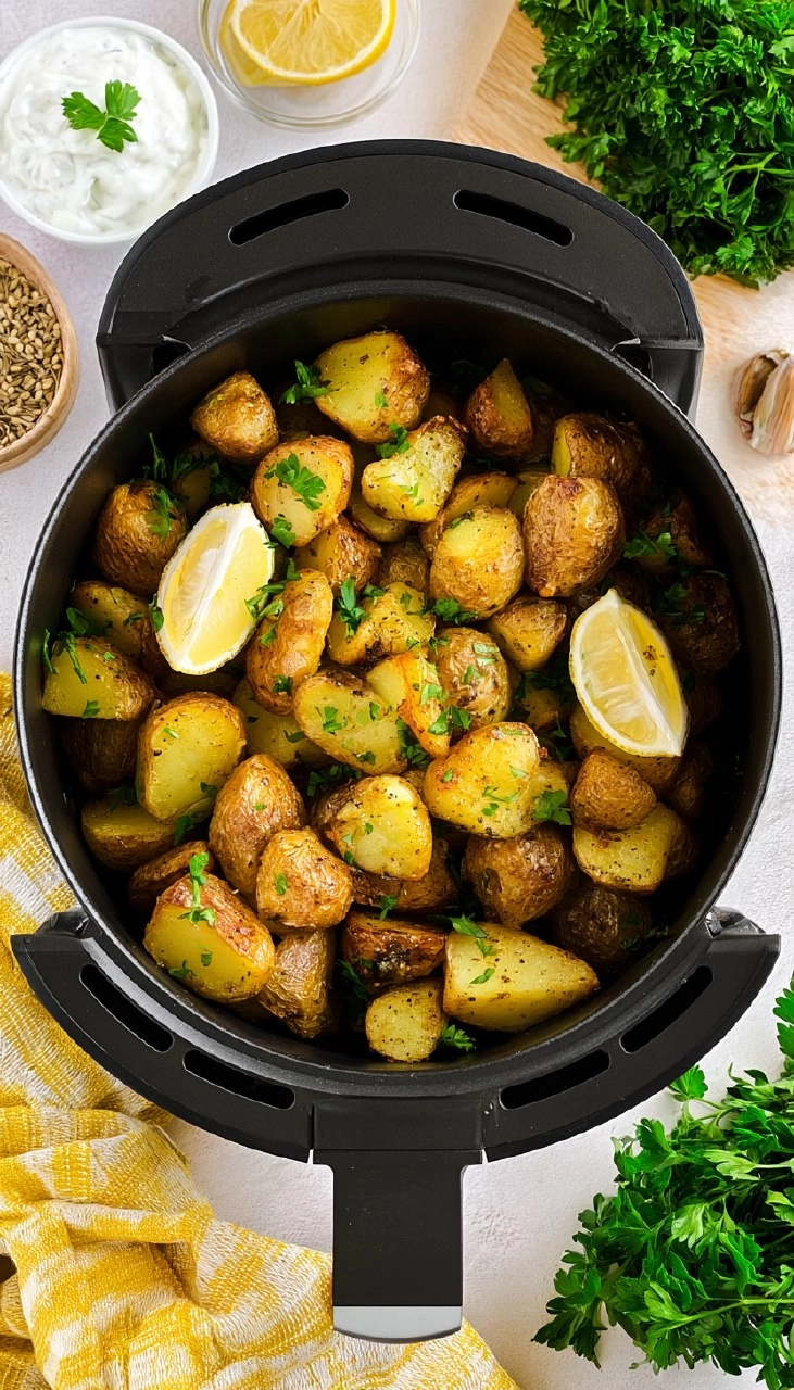 Air Fryer Greek Roasted Potatoes